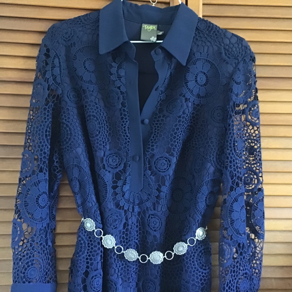 Taylor Navy Dress Excellent Classic Worn Once. The Belt Is Not Included..